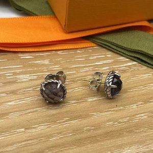 David Yurman Amethyst Stud Earrings with  Sterling Silver 925